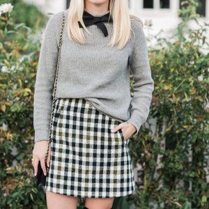 J.Crew Plaid Black, Cream, and Yellow Skirt